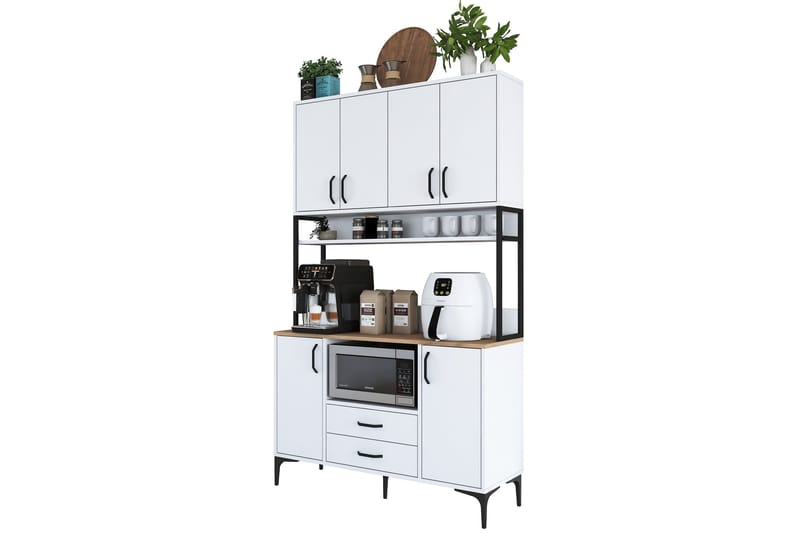 Eligius Høyskap - Hvit/Valnøtt - Oppbevaring - Skap - Oppbevaringsskap