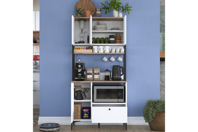 Eligius Høyskap - Hvit/Valnøtt - Oppbevaring - Skap - Oppbevaringsskap