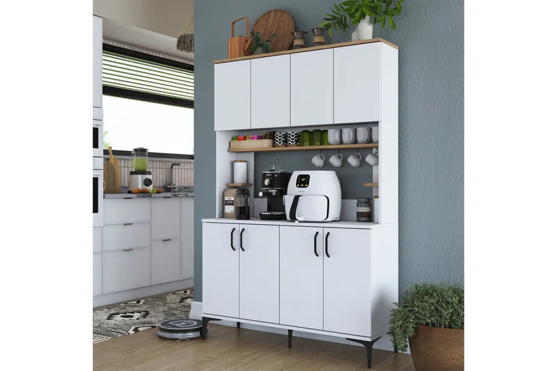 Eligius Høyskap - Hvit/Valnøtt - Oppbevaring - Skap - Oppbevaringsskap