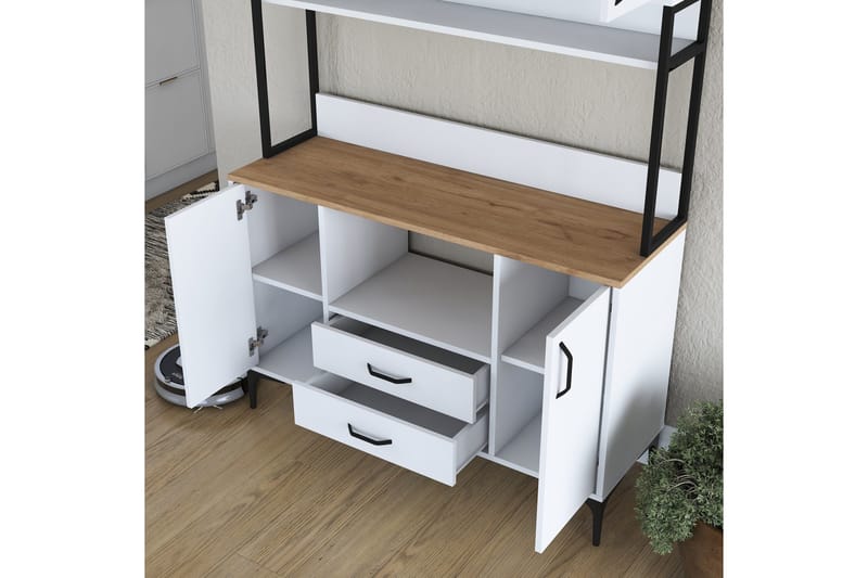 Eligius Høyskap - Hvit/Valnøtt - Oppbevaring - Skap - Oppbevaringsskap