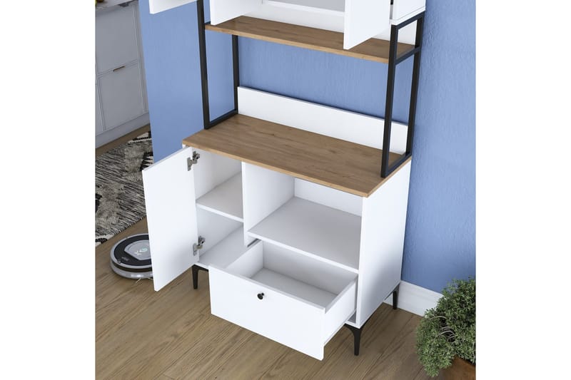 Eligius Høyskap - Hvit/Valnøtt - Oppbevaring - Skap - Oppbevaringsskap