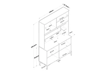 Eligius Høyskap - Hvit/Valnøtt - Oppbevaring - Skap - Oppbevaringsskap