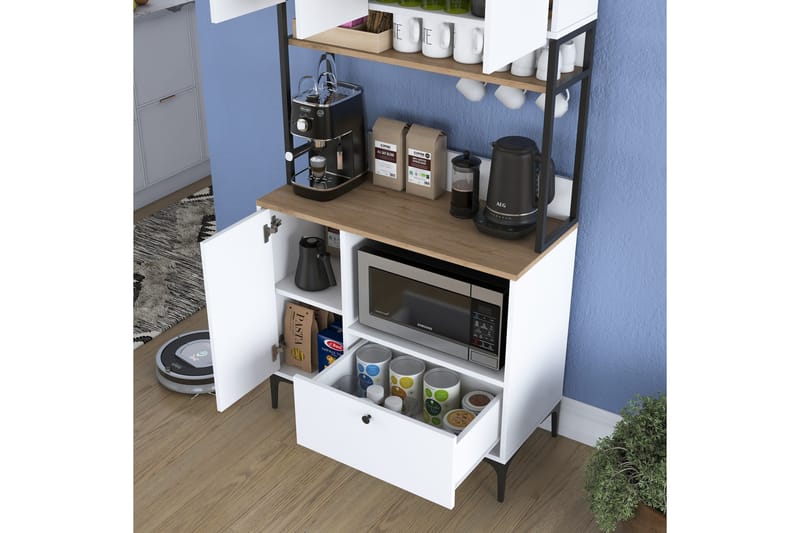 Eligius Høyskap - Hvit/Valnøtt - Oppbevaring - Skap - Oppbevaringsskap