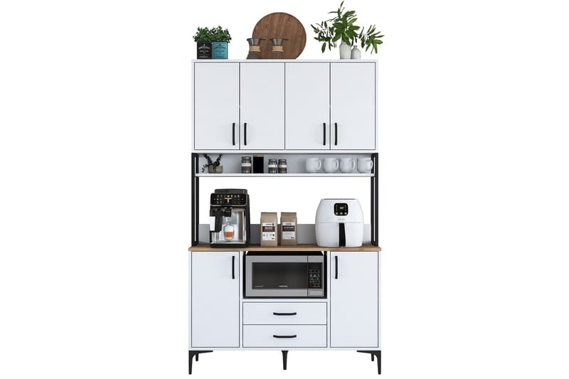 Eligius Høyskap - Hvit/Valnøtt - Oppbevaring - Skap - Oppbevaringsskap