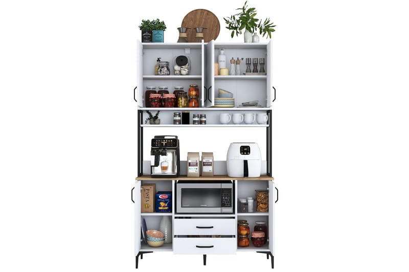 Eligius Høyskap - Hvit/Valnøtt - Oppbevaring - Skap - Oppbevaringsskap