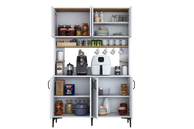 Eligius Høyskap - Hvit/Valnøtt - Oppbevaring - Skap - Oppbevaringsskap