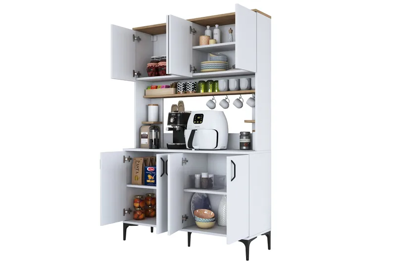 Eligius Høyskap - Hvit/Valnøtt - Oppbevaring - Skap - Oppbevaringsskap