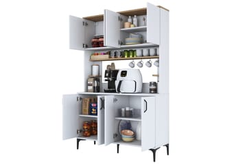 Eligius Høyskap - Hvit/Valnøtt - Oppbevaring - Skap - Oppbevaringsskap