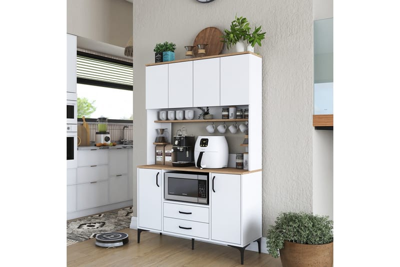 Eligius Høyskap - Hvit/Valnøtt - Oppbevaring - Skap - Oppbevaringsskap