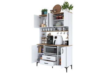 Eligius Høyskap - Hvit/Valnøtt - Oppbevaring - Skap - Oppbevaringsskap