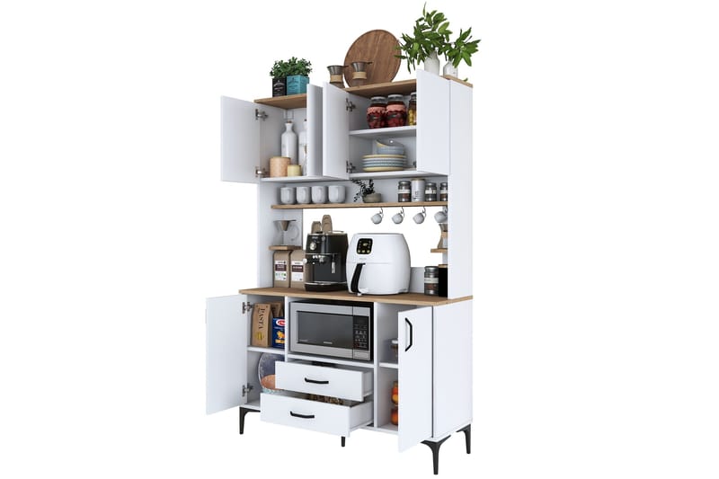 Eligius Høyskap - Hvit/Valnøtt - Oppbevaring - Skap - Oppbevaringsskap