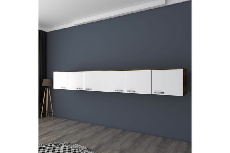 Ervon Veggbrett 243x243 cm - Valnøtt/Hvit - Oppbevaring - Skap - Oppbevaringsskap