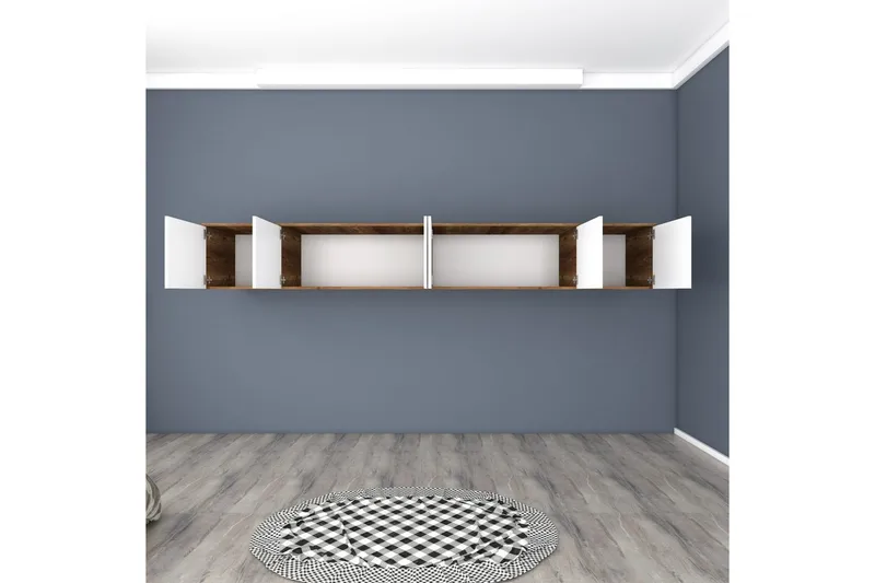 Ervon Veggbrett 243x243 cm - Valnøtt/Hvit - Oppbevaring - Skap - Oppbevaringsskap