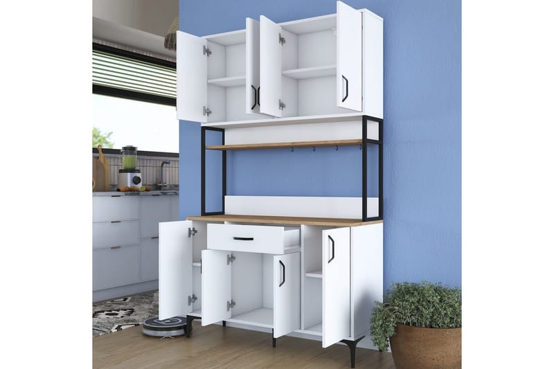 Flerbruks Kapasitetskap Cerreta 127 Valnøtt / Hvit - Mellomfarget tre/Hvit - Oppbevaring - Skap - Oppbevaringsskap