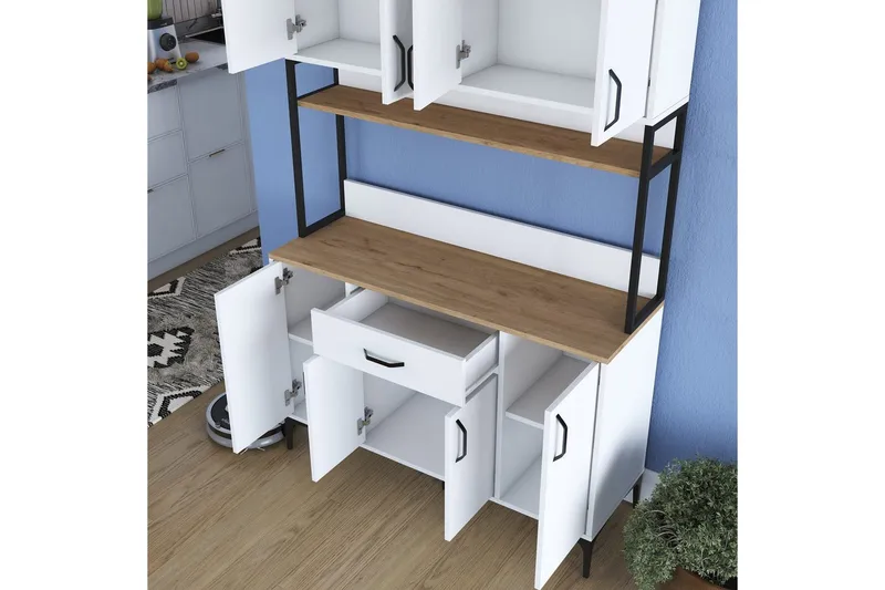 Flerbruks Kapasitetskap Cerreta 127 Valnøtt / Hvit - Mellomfarget tre/Hvit - Oppbevaring - Skap - Oppbevaringsskap