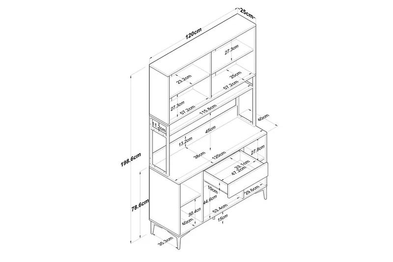 Flerbruks Kapasitetskap Cerreta 127 Valnøtt / Hvit - Mellomfarget tre/Hvit - Oppbevaring - Skap - Oppbevaringsskap