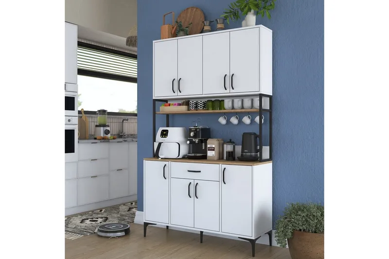 Flerbruks Kapasitetskap Cerreta 127 Valnøtt / Hvit - Mellomfarget tre/Hvit - Oppbevaring - Skap - Oppbevaringsskap