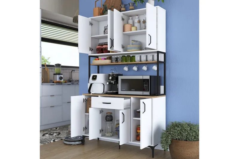 Flerbruks Kapasitetskap Cerreta 127 Valnøtt / Hvit - Mellomfarget tre/Hvit - Oppbevaring - Skap - Oppbevaringsskap