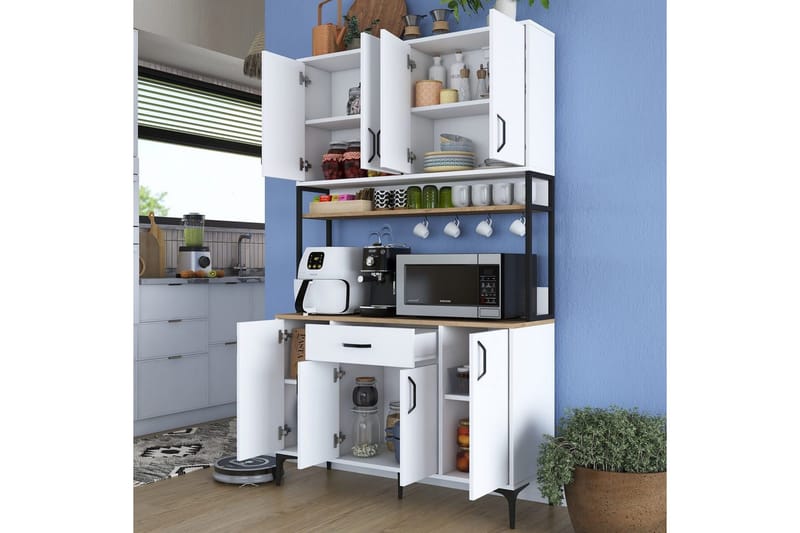 Flerbruks Kapasitetskap Cerreta 127 Valnøtt / Hvit - Mellomfarget tre/Hvit - Oppbevaring - Skap - Oppbevaringsskap