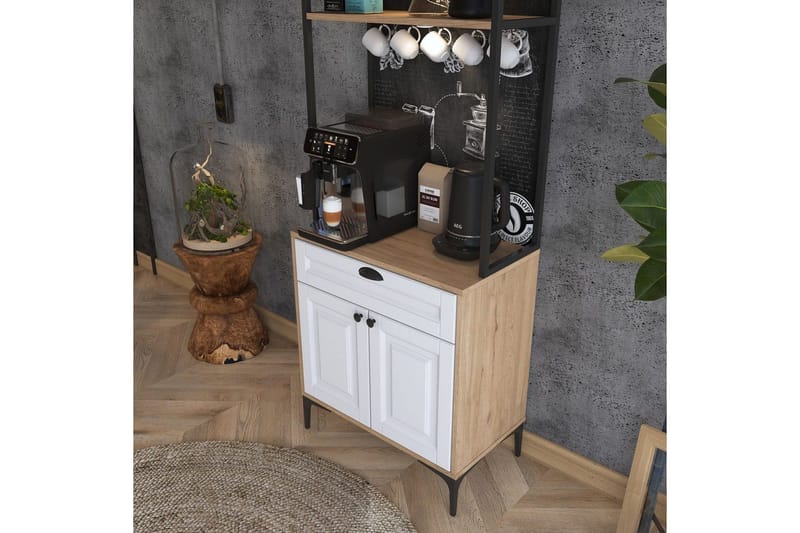 Flerbruks Kapasitetskap Cerreta 157 Valnøtt / Hvit - Hvit/Mørkfarget tre - Oppbevaring - Skap - Oppbevaringsskap