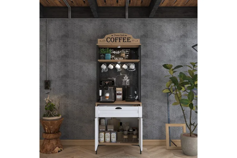 Flerbruks Kapasitetskap Cerreta 157 Valnøtt / Hvit - Hvit/Mørkfarget tre - Oppbevaring - Skap - Oppbevaringsskap