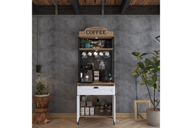 Flerbruks Kapasitetskap Cerreta 157 Valnøtt / Hvit - Hvit/Mørkfarget tre - Oppbevaring - Skap - Oppbevaringsskap