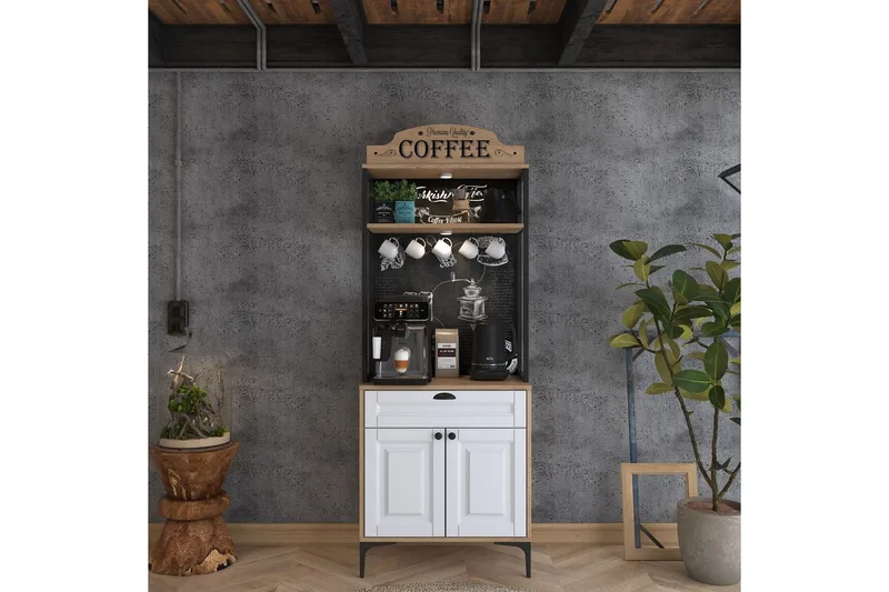 Flerbruks Kapasitetskap Cerreta 157 Valnøtt / Hvit - Hvit/Mørkfarget tre - Oppbevaring - Skap - Oppbevaringsskap