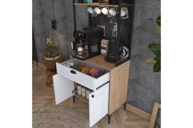 Flerbruks Kapasitetskap Cerreta 157 Valnøtt / Hvit - Hvit/Mørkfarget tre - Oppbevaring - Skap - Oppbevaringsskap