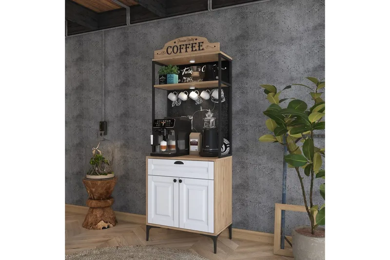 Flerbruks Kapasitetskap Cerreta 157 Valnøtt / Hvit - Hvit/Mørkfarget tre - Oppbevaring - Skap - Oppbevaringsskap