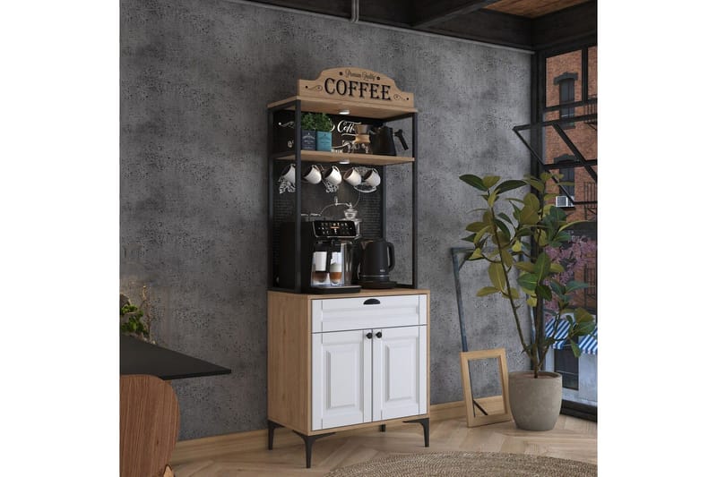 Flerbruks Kapasitetskap Cerreta 157 Valnøtt / Hvit - Hvit/Mørkfarget tre - Oppbevaring - Skap - Oppbevaringsskap