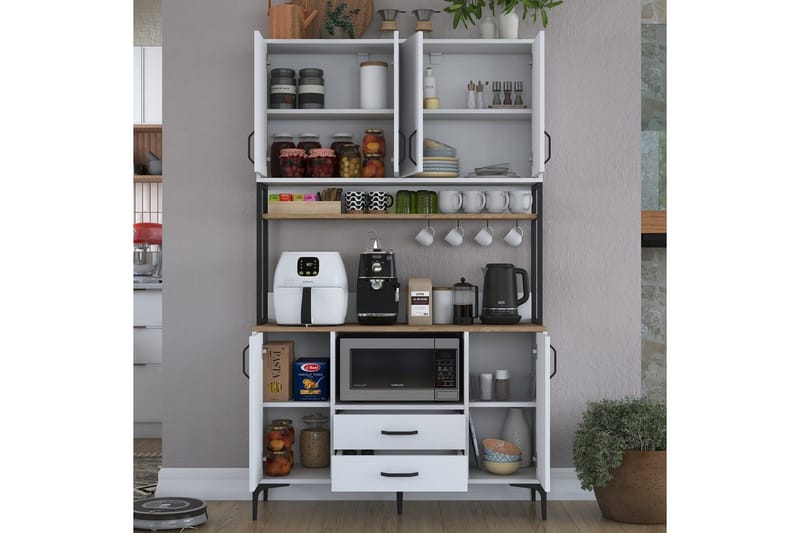 Flerbruks Kapasitetskap Cerreta 169 Valnøtt / Hvit - Hvit - Oppbevaring - Skap - Oppbevaringsskap