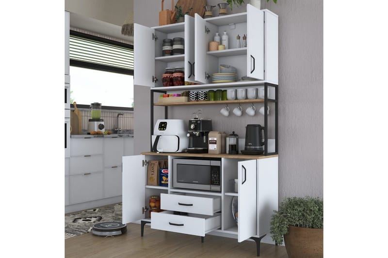 Flerbruks Kapasitetskap Cerreta 169 Valnøtt / Hvit - Hvit - Oppbevaring - Skap - Oppbevaringsskap