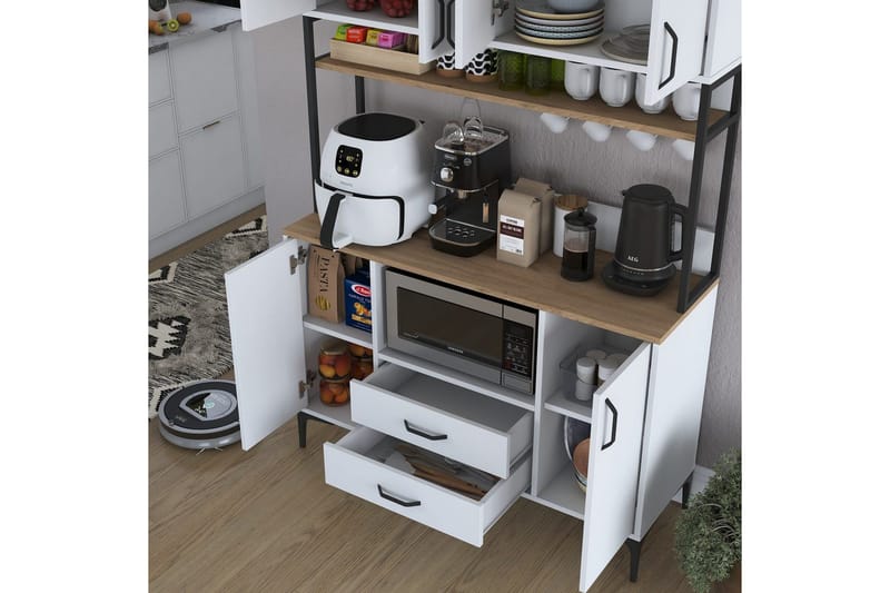 Flerbruks Kapasitetskap Cerreta 169 Valnøtt / Hvit - Hvit - Oppbevaring - Skap - Oppbevaringsskap