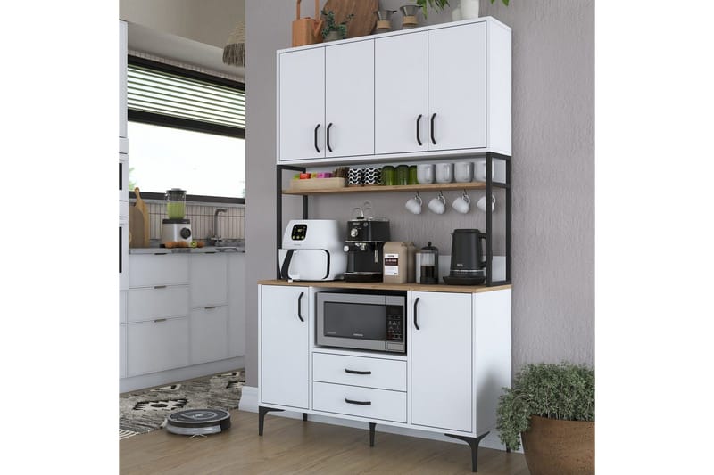 Flerbruks Kapasitetskap Cerreta 169 Valnøtt / Hvit - Hvit - Oppbevaring - Skap - Oppbevaringsskap