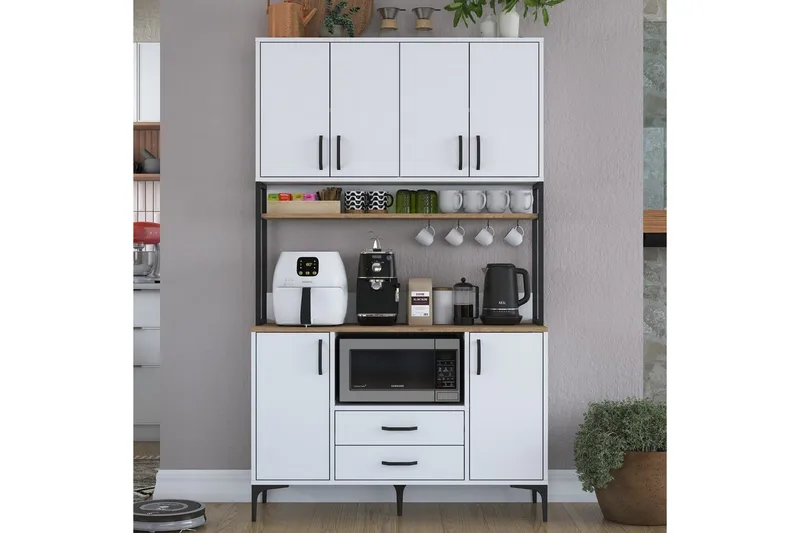 Flerbruks Kapasitetskap Cerreta 169 Valnøtt / Hvit - Hvit - Oppbevaring - Skap - Oppbevaringsskap