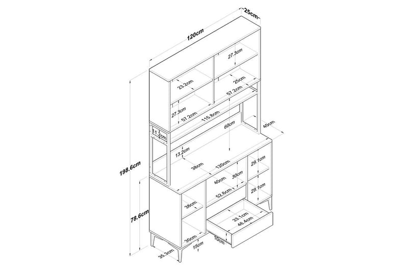 Flerbruks Kapasitetskap Cerreta 169 Valnøtt / Hvit - Hvit - Oppbevaring - Skap - Oppbevaringsskap