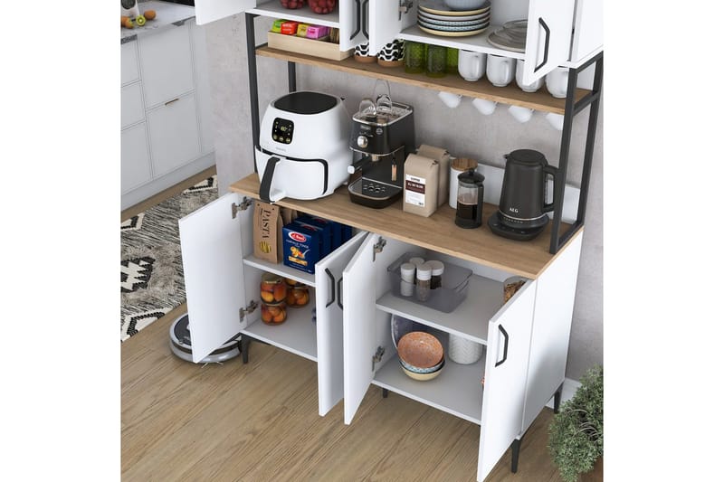 Flerbruks Kapasitetskap Cerreta 173 Valnøtt / Hvit - Valnøtt / Hvit - Oppbevaring - Skap - Oppbevaringsskap