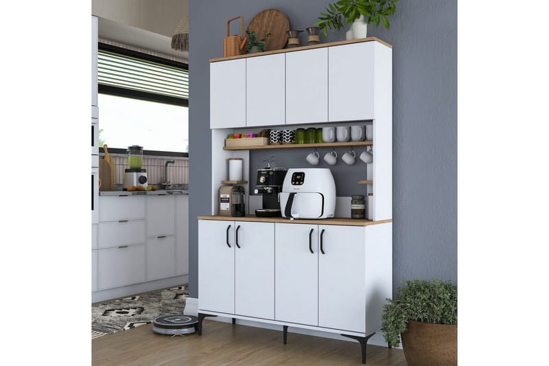 Flerbruks Kapasitetskap Cerreta 176 Valnøtt / Hvit - Mellomfarget tre/Hvit - Oppbevaring - Skap - Oppbevaringsskap