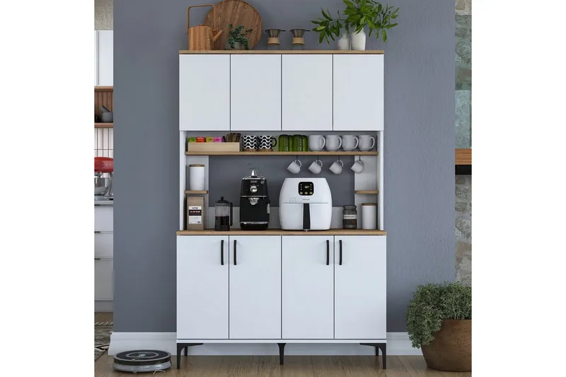 Flerbruks Kapasitetskap Cerreta 176 Valnøtt / Hvit - Mellomfarget tre/Hvit - Oppbevaring - Skap - Oppbevaringsskap