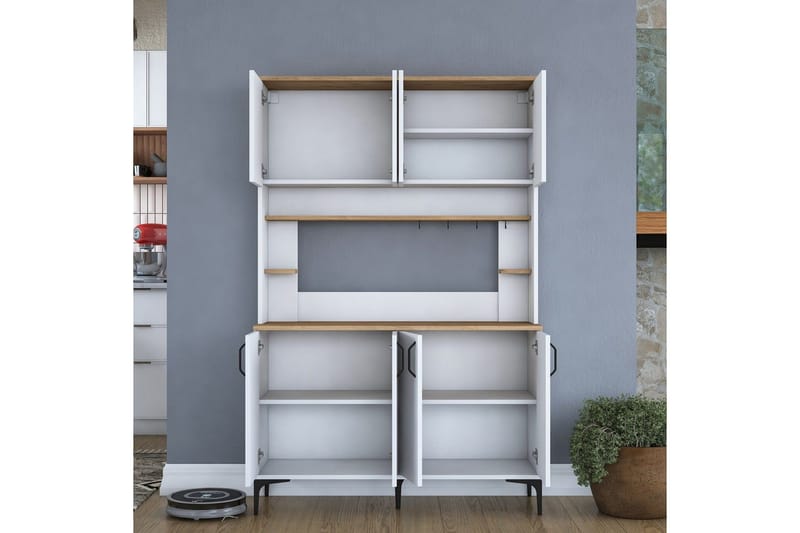 Flerbruks Kapasitetskap Cerreta 176 Valnøtt / Hvit - Mellomfarget tre/Hvit - Oppbevaring - Skap - Oppbevaringsskap