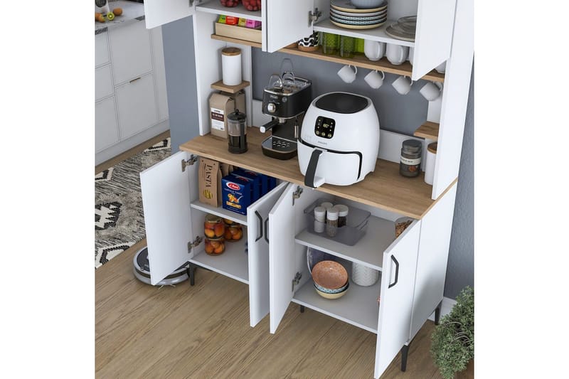 Flerbruks Kapasitetskap Cerreta 176 Valnøtt / Hvit - Mellomfarget tre/Hvit - Oppbevaring - Skap - Oppbevaringsskap