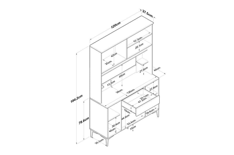 Flerbruks Kapasitetskap Cerreta 177 Valnøtt / Hvit - Valnøtt / Hvit - Oppbevaring - Skap - Oppbevaringsskap