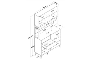 Flerbruks Kapasitetskap Cerreta 179 Valnøtt / Hvit / Sort - Valnøtt / Hvit / Sort - Oppbevaring - Skap - Oppbevaringsskap