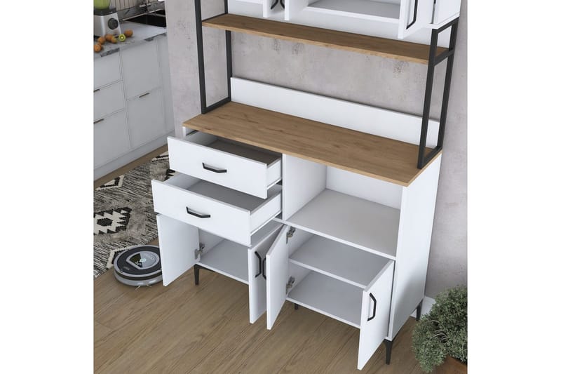 Flerbruks Kapasitetskap Cerreta 179 Valnøtt / Hvit / Sort - Valnøtt / Hvit / Sort - Oppbevaring - Skap - Oppbevaringsskap