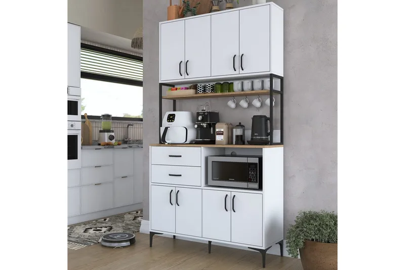 Flerbruks Kapasitetskap Cerreta 179 Valnøtt / Hvit / Sort - Valnøtt / Hvit / Sort - Oppbevaring - Skap - Oppbevaringsskap