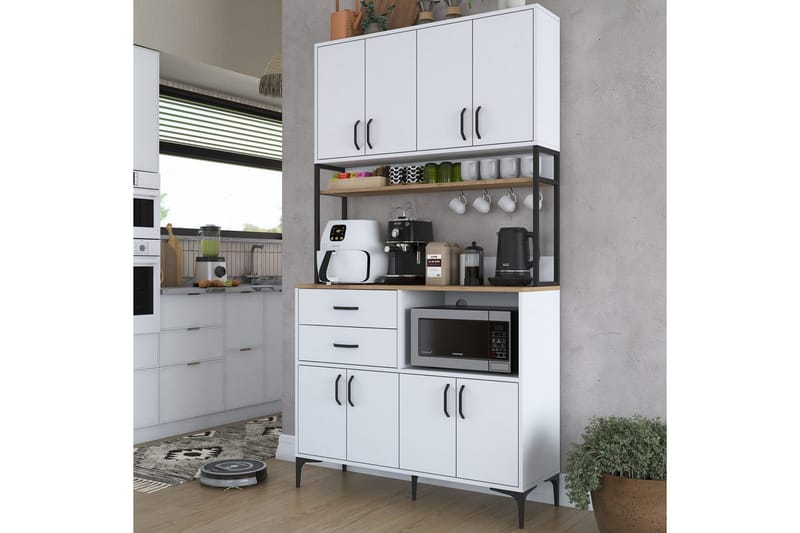 Flerbruks Kapasitetskap Cerreta 179 Valnøtt / Hvit / Sort - Valnøtt / Hvit / Sort - Oppbevaring - Skap - Oppbevaringsskap