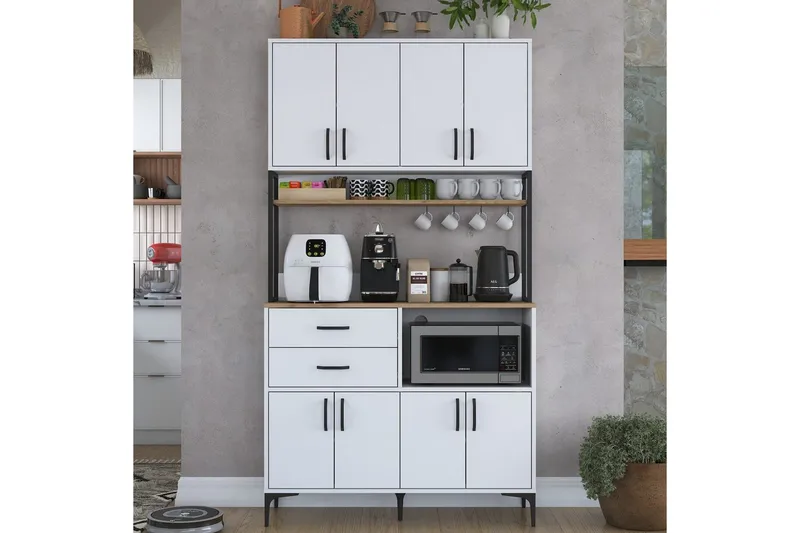 Flerbruks Kapasitetskap Cerreta 179 Valnøtt / Hvit / Sort - Valnøtt / Hvit / Sort - Oppbevaring - Skap - Oppbevaringsskap