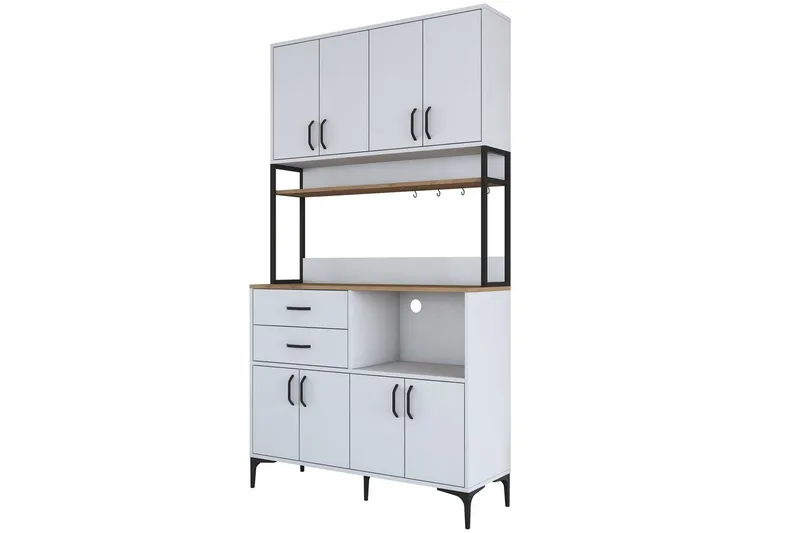 Flerbruks Kapasitetskap Cerreta 179 Valnøtt / Hvit / Sort, Valnøtt / Hvit / Sort