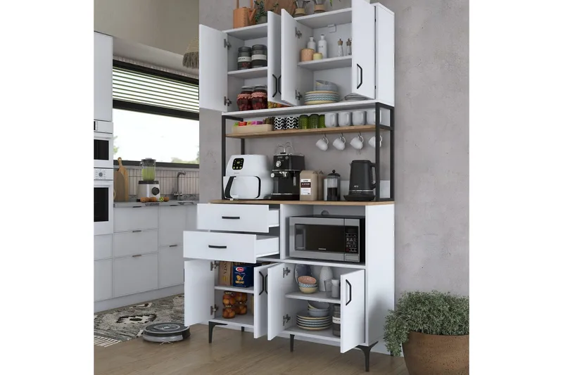 Flerbruks Kapasitetskap Cerreta 179 Valnøtt / Hvit / Sort - Valnøtt / Hvit / Sort - Oppbevaring - Skap - Oppbevaringsskap