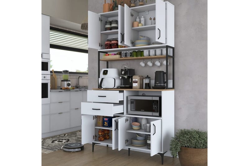 Flerbruks Kapasitetskap Cerreta 179 Valnøtt / Hvit / Sort - Valnøtt / Hvit / Sort - Oppbevaring - Skap - Oppbevaringsskap